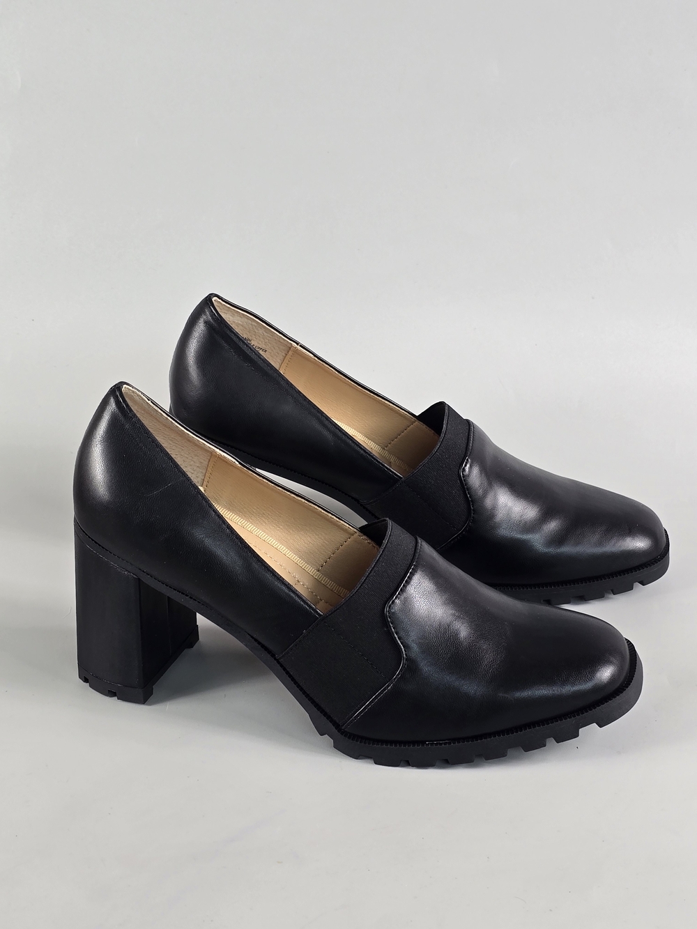Adrienne Vittadini Black Block Heel Slip-On Loafers Size 10
